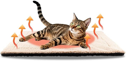 AIO Self-Warming Cat Bed Pad Advanced Extra Warm Thermal Pet Warming Pad for Indoor Outdoor Pets with Removable Cover Outdoor Pet Houses Washable Non Electric Self Heating Cat Bed 16.96 * 22.05in