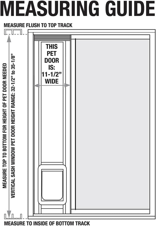 Ideal Pet Products Aluminum Vertical Sash Window Pet Door, Adjustable Sizes to Fit Window Heights from 43-7/8” to 46-1/2”, Chubby Kat 7-1/2” x 10-1/2” Flap Size