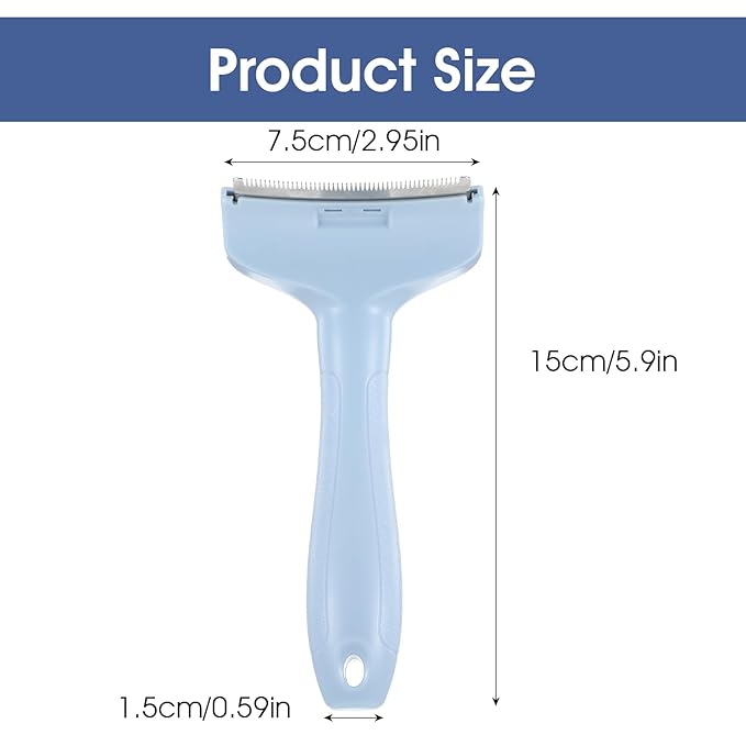 Molain Pet Deshedding Comb,V-Tooth Dog Cat Grooming Brush with Curved Blade Gentle Shedding Tool with Ergonomic Non-Slip Handle for All Coat Types