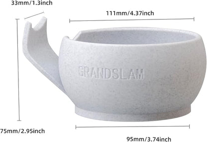 Grandslam Shaving Soap Bowl Kit For Men, Shaving Brush and Bowl, Shaving Bowl with Ridges, Shaving Mug with Brush Stand, Shaving Soap Bowl with Knob Handle, Great for Traveling and Use at Home