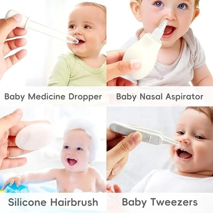 Baby Healthcare and Grooming Kit for Newborn Kids, 14PCS Upgraded Safety Baby Care Kit, Newborn Nursery Health Care Set, Baby Care Product (Beige, White)