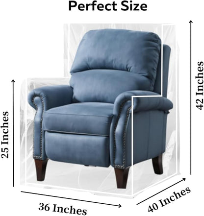 Evelots Clear Plastic Recliner Cover - Thick Heavy Duty Vinyl Armchair Cover for Protection Against Cat & Dog Clawing - Stain & Dust Protector - Waterproof Slipcover for Moving & Storage