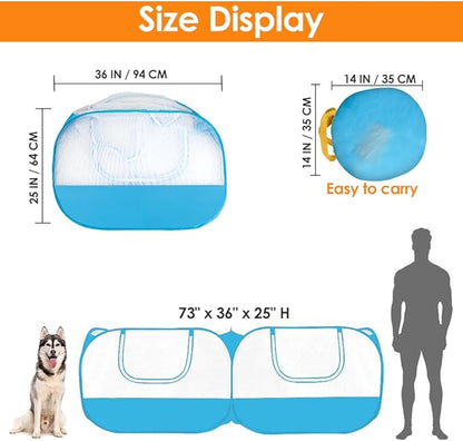 SlowTon Small Animals Playpen - Portable Chicken Coop Run Large Chick Brooder 73"x36"x25" with Detachable Bottom, Pop Up Pet Enclosure Cat Tent for Guinea Pig Bunny Puppy Indoor Outdoor (Flat Top)