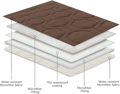 Tcksstex Waterproof and Anti-Slip Dog Bed Cover and Pet Blanket Sofa Pet Bed Mat ，car Incontinence Mattress Protectors Furniture Couch Cover for Most Cats Dogs, Pets（52x82-Chocolate）