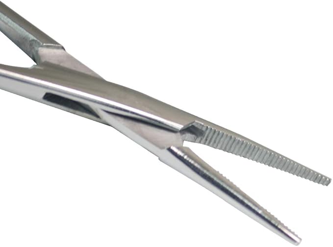 Pets ears/nose hair Puller Straight & Curved full serrated, stainless steel Home Hemostat Locking Forceps, Professional pet grooming tool for cats & dogs 2pcs set