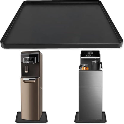 Water Cooler Mat,24x16x0.8 inches Non-Slip Silicone Pet Mat with Raised Edge,Multipurpose Leakproof Drip Tray Kitchen and Appliance Floor Protector Mat for Home Appliances（Black）