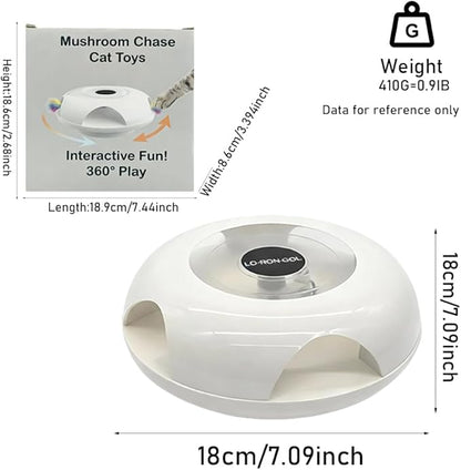Interactive Whack-a-Mole Cat Toy — Automatic Mushroom Feather Pop-Up Play Toy for Cats, Cognitive Stimulation & Exercise, Durable Pet Entertaining Game (White)