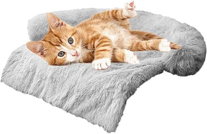 Tinaco Calming Dogs/Cats Bed Mats, Dog Pad Washable Removable Couch Cover, Plush Long Fur Mat for Pets, Waterproof Lining, Perfect for Small, Medium and Large Dogs and Cats (Light Gray, 31"x23")
