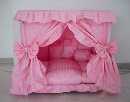 Princess Pink Pet Dog Handmade Bed House+1 Candy Pillow (S)