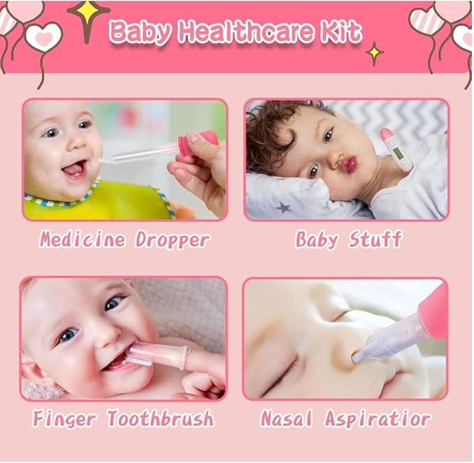 Baby Healthcare and Grooming Kit,22 in 1 Baby Electric Nail Trimmer Set, Baby Grooming Kit,Newborn Nursery Health Care Set,Infant Comb,for Newborn Infant Toddler Kids (Pink)
