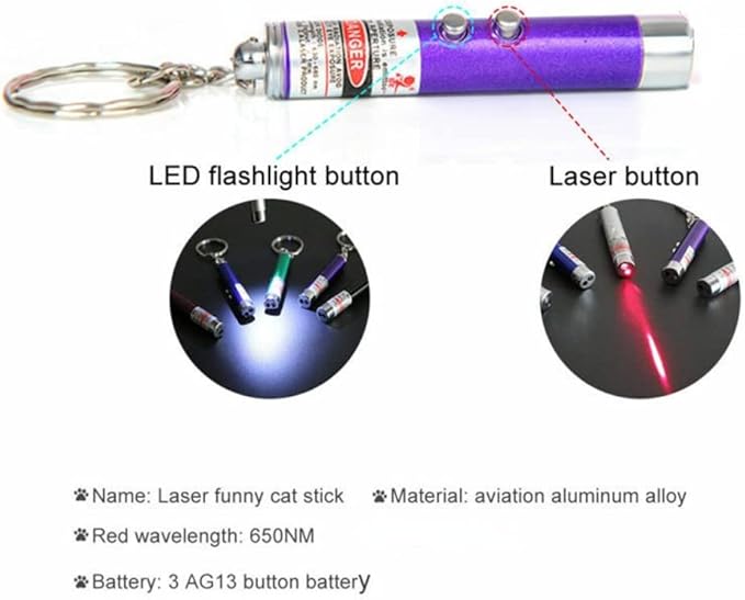 Mini Cat Toys Laser Pointer Cat Laser Toys Interactive Cat Toys for Indoor Cats Kittenes Dogs Pen Keychain Flashlight Pet Lamp LED Infrared Button Electronics Included (1 PCS Pack, Blue)