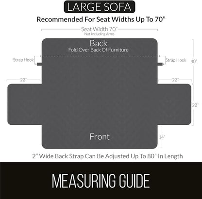 Sofa Shield Couch Slip Covers for Dogs, Reversible Furniture Protector with Strap, Stain and Tear Resistant Cushion Cover, 70 inch Seat, Machine Washable Slipcover Pets, Cats, Light Taupe