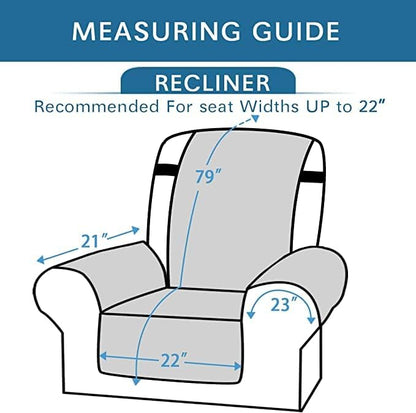 H.VERSAILTEX Reversible Quilted Recliner Covers Water Resistant Furniture Protector for Reclienr Chair with Elastic Straps for Pets Kids Sitting Width Up to 22"(Recliner, Light Grey/Beige)