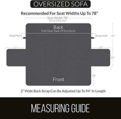 Sofa Shield Couch Slip Covers for Dogs, Reversible Furniture Protector with Strap, Stain and Tear Resistant Cushion Cover, 78 inch Seat, Machine Washable Slipcover Dog Pets Cats, Charcoal
