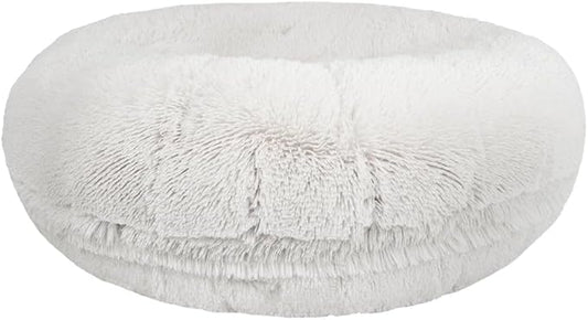 Bessie and Barnie - Luxury Extra Plush Faux Fur Bagel Pet/Dog Bed (Snow White, X-Larg)