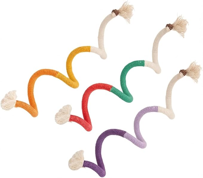 3PCs Cat Chew Toys for Teeth Cleaning - Kitten Teething Toys with Plush Balls & Tassels, Mess-Free & Catnip-Free Interactive Bungee Rope Toys