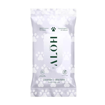 ALŌH Hypoallergenic | All-Natural | Multi-Purpose Pet Wipes. Lavender + Wild Mint 50ct Wipes