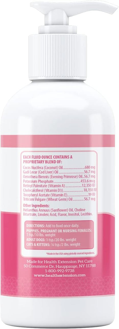 Health Extension Skin & Coat Supplement for Dogs & Puppies, 16oz - Omega 3 & 6 Rich Formula for Healthy Skin & Shiny Coat, Reduces Shedding & Itching