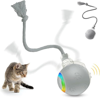 Interactive Cat Toys for Indoor Cats,Flying Bird Cat Kitten Toy,Moving Cat Toy for Bored Indoor Adult Pets,Smart Automatic Cat Chase Ball Toy (Gray)