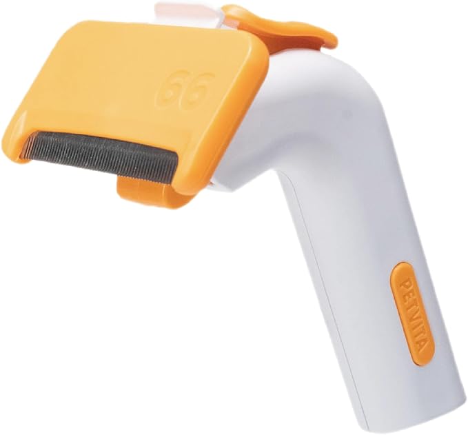 PETVITA Self Cleaning Deshedding Brush - Smart Grooming Tool with Stainless Steel Blade for Small Pets & Short Hair