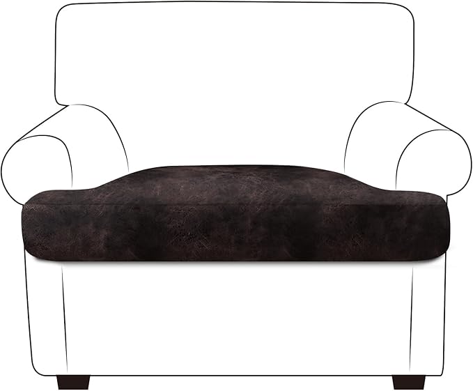 ANARACHON Leather Look Couch Cushion Covers Sofa Seat Slipcovers Sets Couches Furniture Protector for Sectional Armchair Loveseat Pets Kids Stretch Spandex Fabric (1 T-Cushion Armchair, Chocolate)