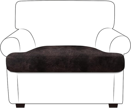 ANARACHON Leather Look Couch Cushion Covers Sofa Seat Slipcovers Sets Couches Furniture Protector for Sectional Armchair Loveseat Pets Kids Stretch Spandex Fabric (1 T-Cushion Armchair, Chocolate)