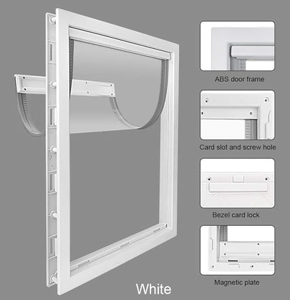 CEESC Dog Door with Soft Transparent Magnetic Flap and Snap-in Closing Panel, Premium PVC Plastic Pet Door for Small Medium Dogs and Puppies(L,White)
