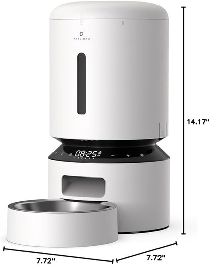 PETLIBRO Automatic Cat Feeder, Automatic Dog Food Dispenser with Freshness Preservation, 5L Timed Pet Feeders for Dry Food, Up to 6 Meals Per Day, Granary 5L Basic Button Type White