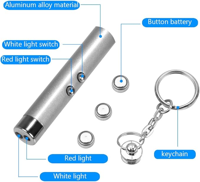 6pcs Laser Pointer Cat Toys Red Laser Light LED Pointer White Flashlight Torch Interactive Training Pen for Cat Dogs