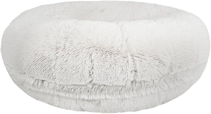 Bessie and Barnie - Luxury Extra Plush Faux Fur Bagel Pet/Dog Bed (Snow White, S)