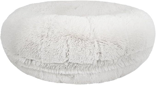 Bessie and Barnie - Luxury Extra Plush Faux Fur Bagel Pet/Dog Bed (Snow White, S)