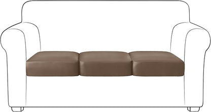 Yates Home PU Leather Couch Sofa Cushion Slipcover Water-Proof Elastic Chair RV Seat Covers Loveseat Sofa Furniture Protector Slip Cover for Settee Seater Replacement in Living Room（3 Pieces, Camel