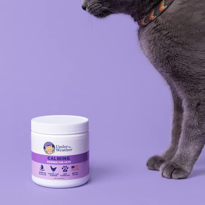 Under the Weather Pet Calming Powder for Cats | Natural Anxiety and Stress Relief Cat Supplement | Supports Relaxation & Normal Emotional Balance During Grooming, Travel & Thunderstorm - (2.54 Oz)