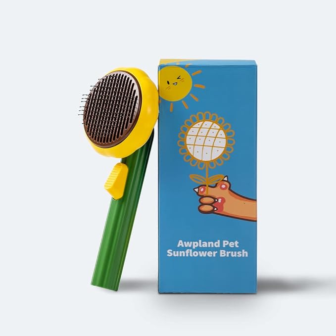 Cat Slicker Brush, Self Cleaning Brush for Short or Long Haired Cats and Dogs, Pet Shedding and Grooming Tool for Remove Loose Hair, Fur, Undercoat, Mats, Tangled Hair, knots