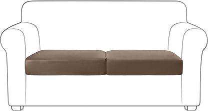 Yates Home PU Leather Couch Sofa Cushion Slipcover Water-Proof Elastic Chair RV Seat Covers Loveseat Slip Cover for Settee Seater Replacement in Living Room（2 Piece Large Sofa Cushion Covers,Camel