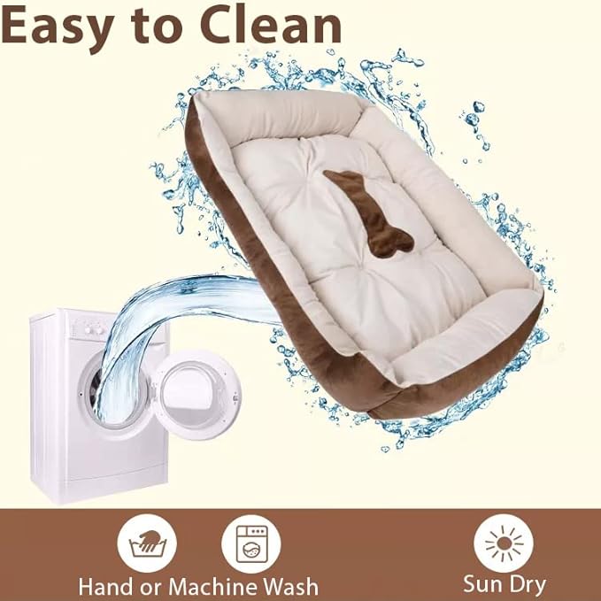 SciencePurchase Small 24" × 18" Luxury Pet Bed for Dogs or Cats - Super Soft, Machine Washable with Waterproof Non-Slip Underside, Low Wall for Easy Entering & Exiting, Folds for Travel & Storage