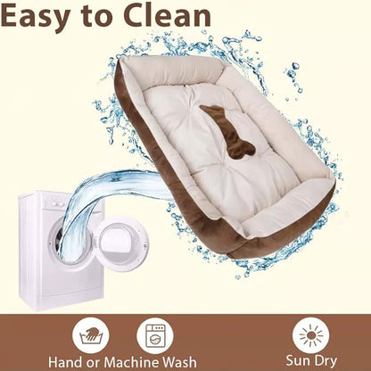 SciencePurchase Small 24" × 18" Luxury Pet Bed for Dogs or Cats - Super Soft, Machine Washable with Waterproof Non-Slip Underside, Low Wall for Easy Entering & Exiting, Folds for Travel & Storage