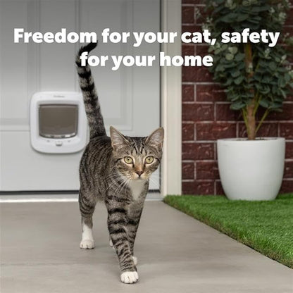 PetSafe Microchip Cat Door - Smart Programmable Collar Door with 4-Way Locking System, Energy Efficient Seal, Durable Plastic Flap & Low Battery Indicator - Battery Powered in & Out Freedom