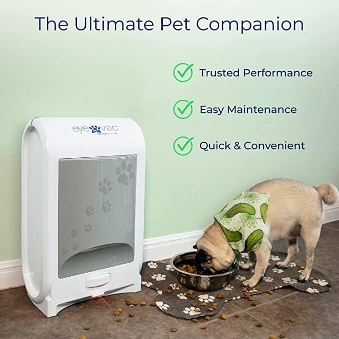 EyeVac Pet Touchless Vacuum Automatic Dustpan - Ultra Fast & Powerful - Great for Sweeping Cat Dog Pet Hair Food Dirt Kitchen, Corded Canister Vacuum, Bagless, Automatic Sensors, 1400 Watt (White)