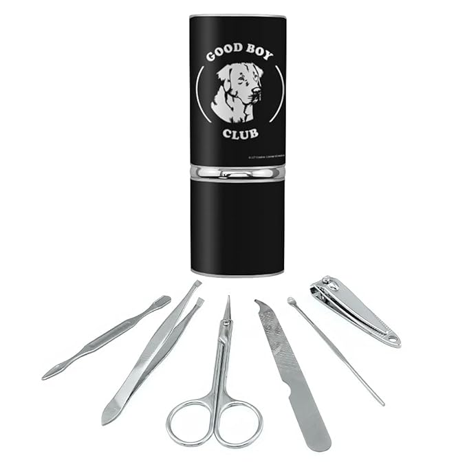 Good Boy Club Dog Funny Humor Stainless Steel Manicure Pedicure Grooming Beauty Care Travel Kit