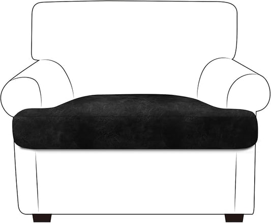 ANARACHON Leather Look Couch Cushion Covers Sofa Seat Slipcovers Sets Couches Furniture Protector for Sectional Armchair Loveseat Pets Kids Stretch Spandex Fabric (1 T-Cushion Armchair, Black)