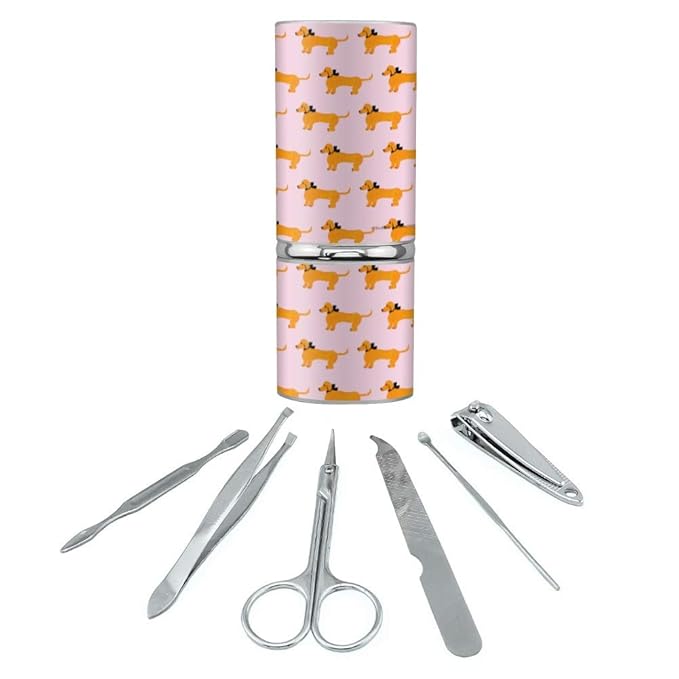 Glam Doggies Dog Pattern Stainless Steel Manicure Pedicure Grooming Beauty Care Travel Kit