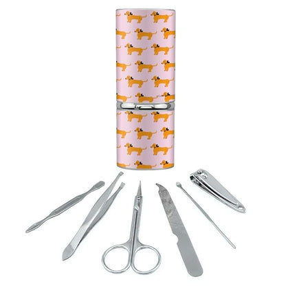 Glam Doggies Dog Pattern Stainless Steel Manicure Pedicure Grooming Beauty Care Travel Kit