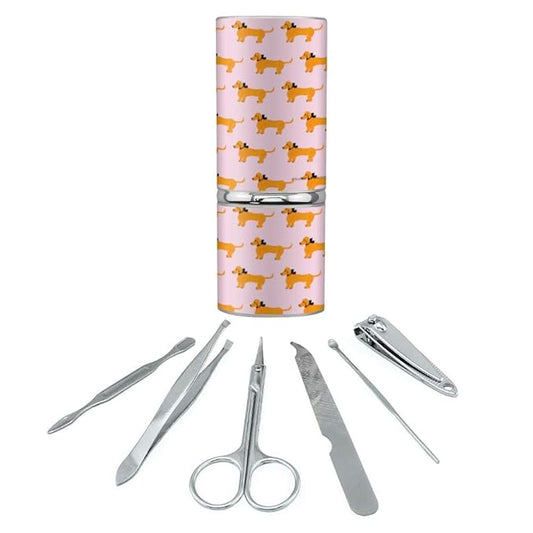 Glam Doggies Dog Pattern Stainless Steel Manicure Pedicure Grooming Beauty Care Travel Kit