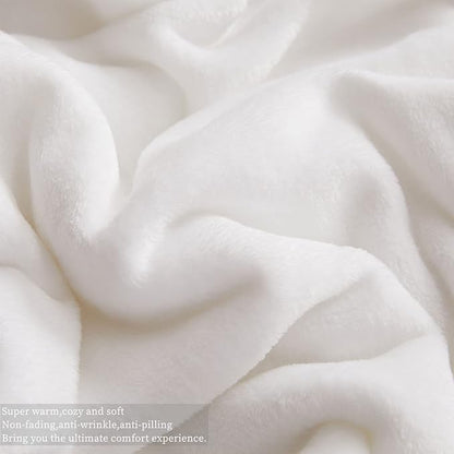 KMUSET Fleece Blanket Throw Size White Lightweight Super Soft Cozy Luxury Bed Blanket Microfiber (Pack of 2)
