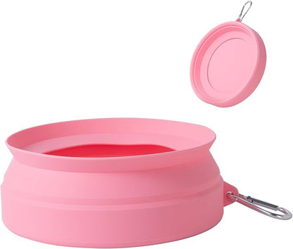 SLSON Spill Proof Dog Water Bowl for Cars,Collapsible No Splash Dog Travel Bowls Integrated Molding Portable Pet Bowl for Road Trip Truck,RV,SUV,Boat Accessories (Pink)