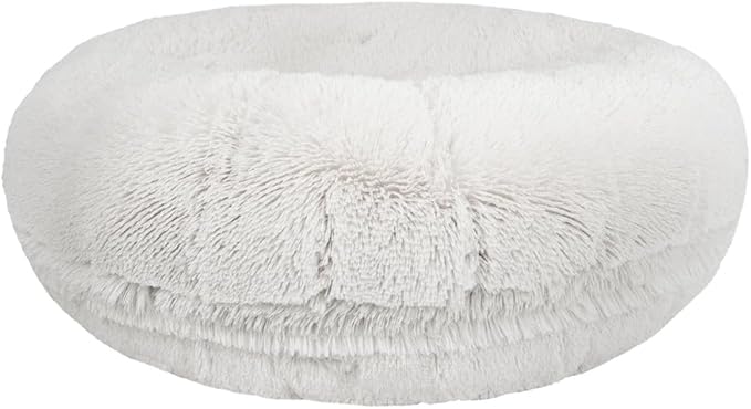 Bessie and Barnie - Luxury Extra Plush Faux Fur Bagel Pet/Dog Bed (Snow White, X-S)