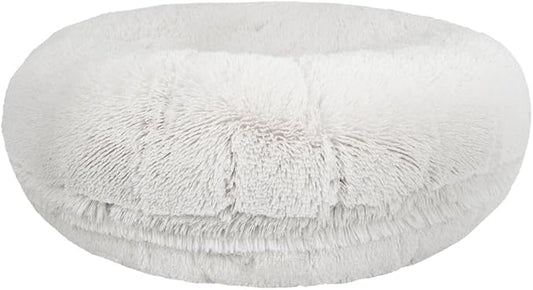 Bessie and Barnie - Luxury Extra Plush Faux Fur Bagel Pet/Dog Bed (Snow White, X-S)