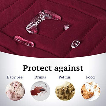 H.VERSAILTEX Reversible Loveseat Cover Furniture Protector Anti-Slip Water Resistant 2" Elastic Straps Couch Covers Pets Kids Fit Sitting Width Up to 54"(Oversized Loveseat: 75" x 98", Red/Tan)