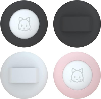 2022 AirTag Cat Collar Holder, Compatible with Apple AirTag GPS Tracker, 2Pack Waterproof Case Cover for Pet Collar Within 3/8 inch (Black & Black & Pink & White)